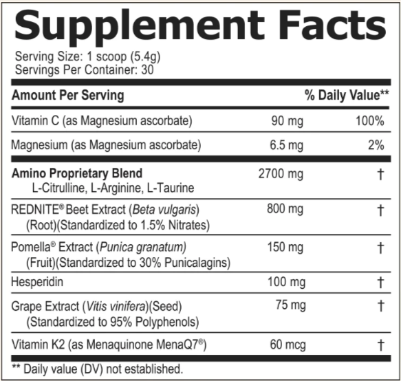 VenoPlus 8 Supplement Facts